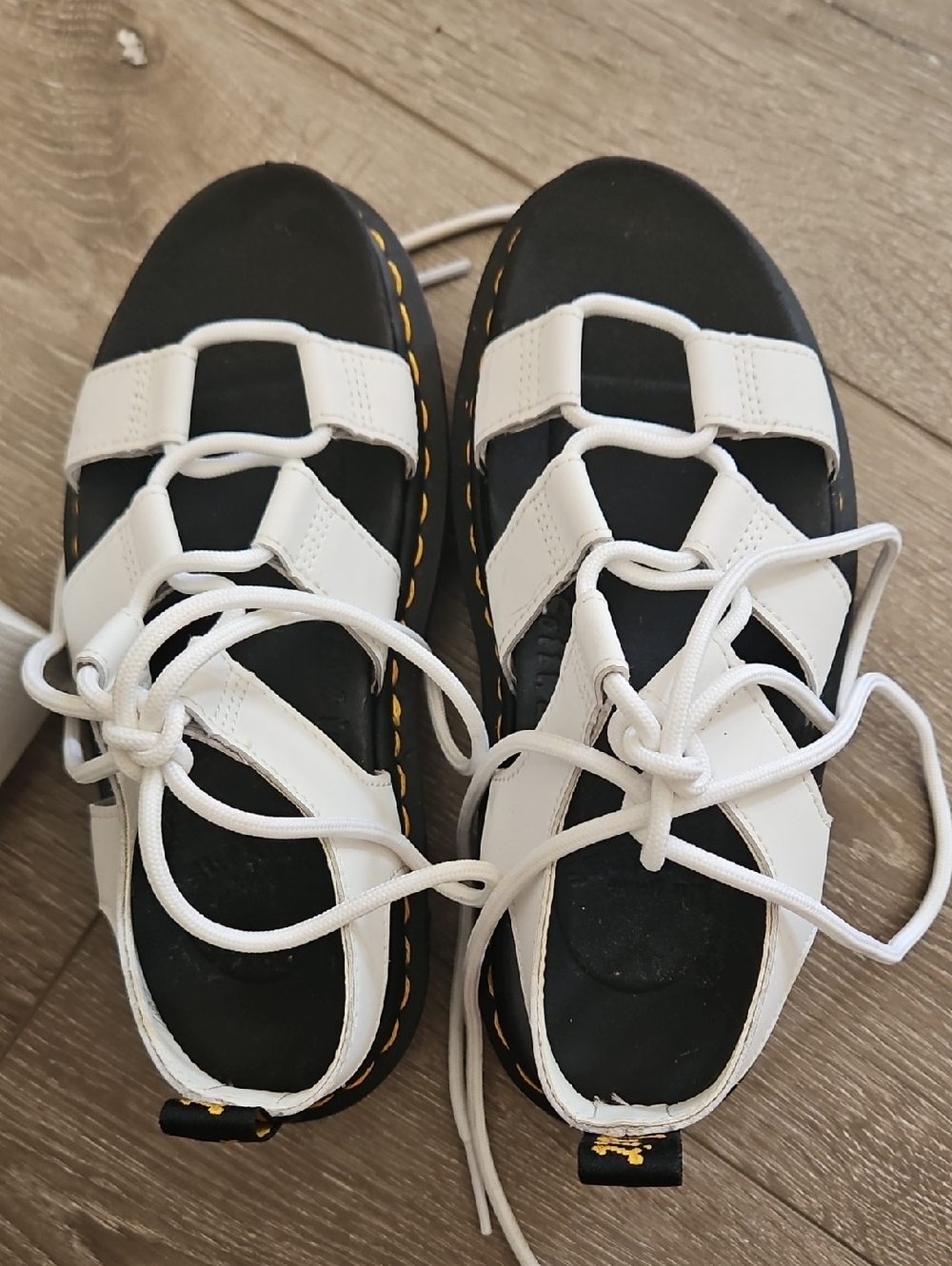 Dr. Martins Black & White Lace-Up Sandals